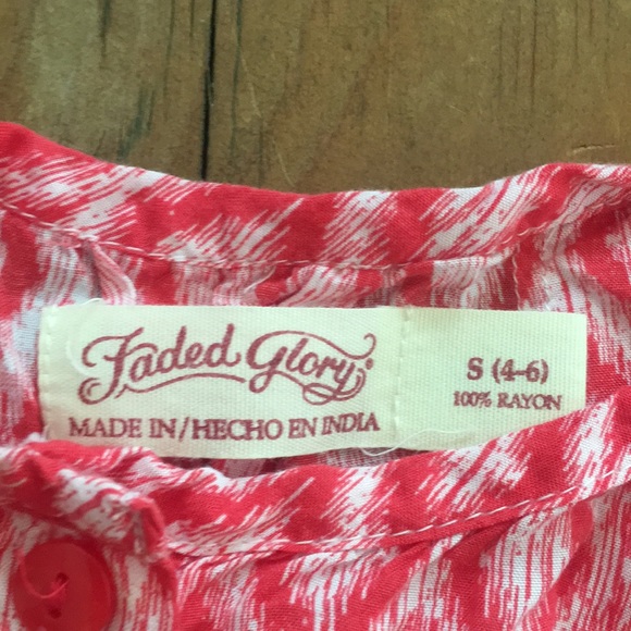 Faded Glory red and white button down tank top - Picture 3 of 4